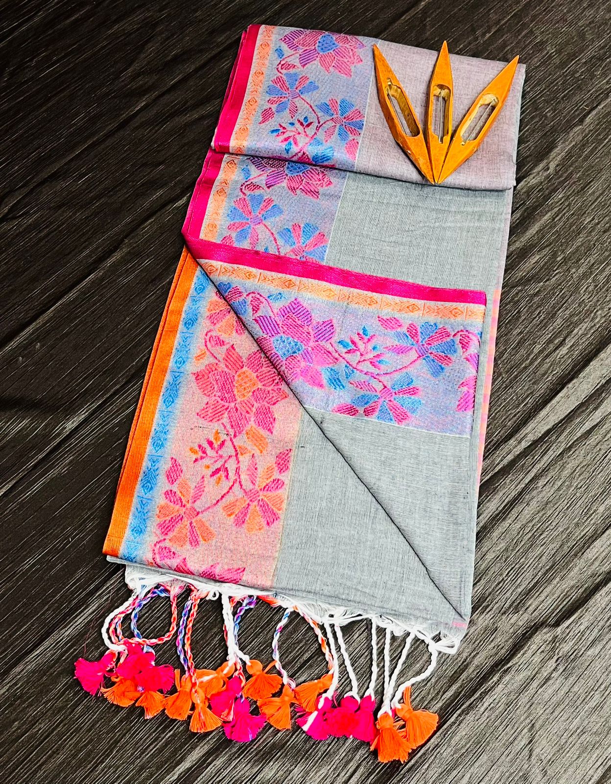 Festival Wear Hand Block Printed Mulmul Cotton Saree