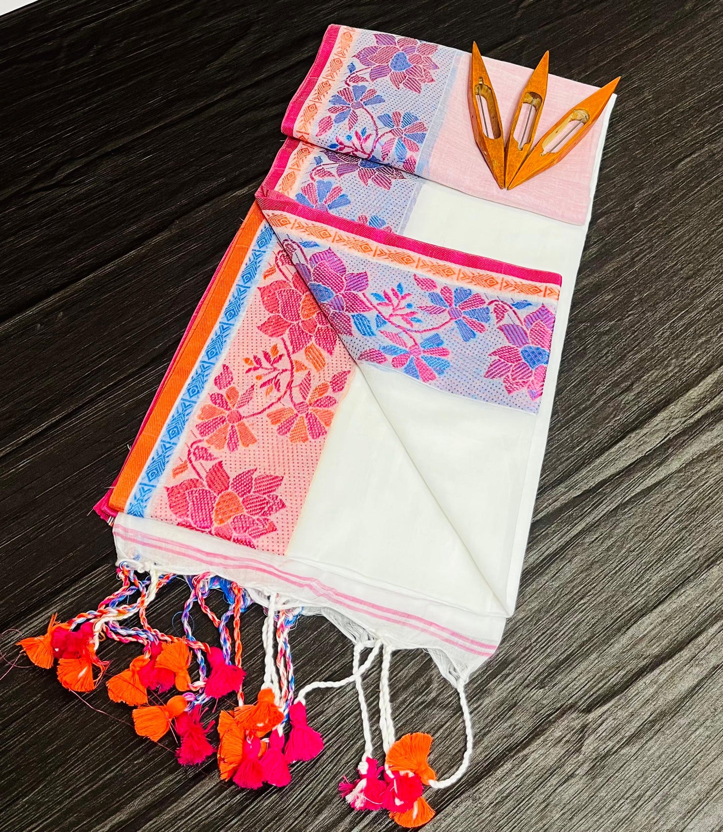 Festival Wear Hand Block Printed Mulmul Cotton Saree