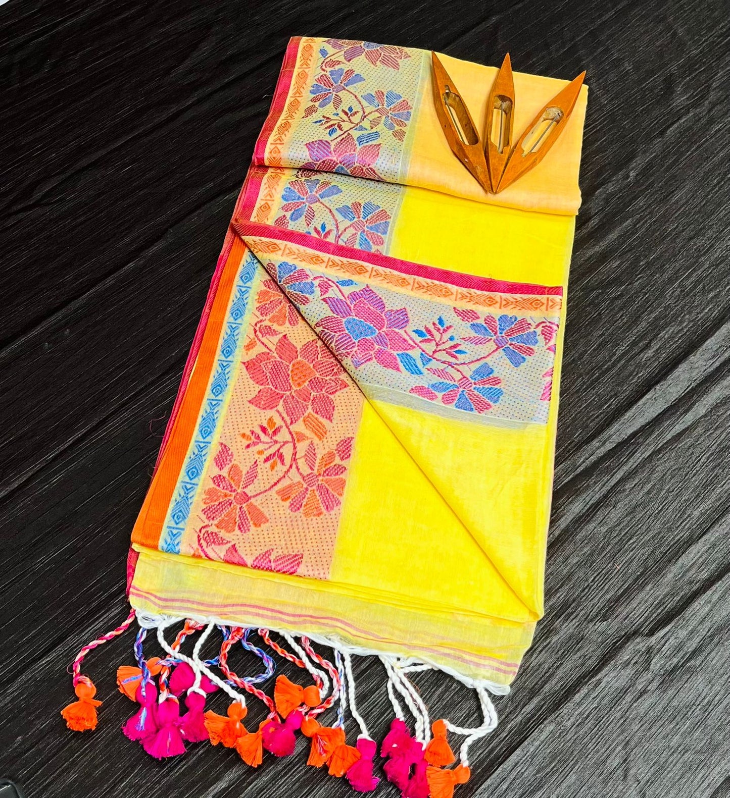 Festival Wear Hand Block Printed Mulmul Cotton Saree